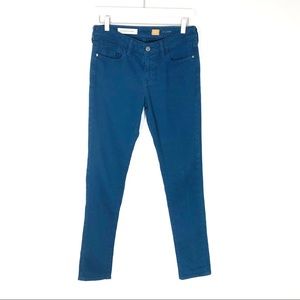 Anthro Pilcro Stet Fit teal blue skinny jeans 27